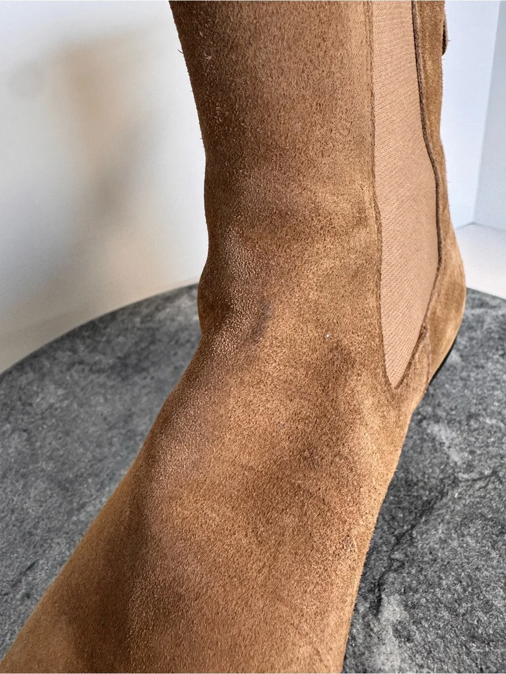 Tan Suede Ankle Boots Chelsea Booties 36 Light Brown Pull On